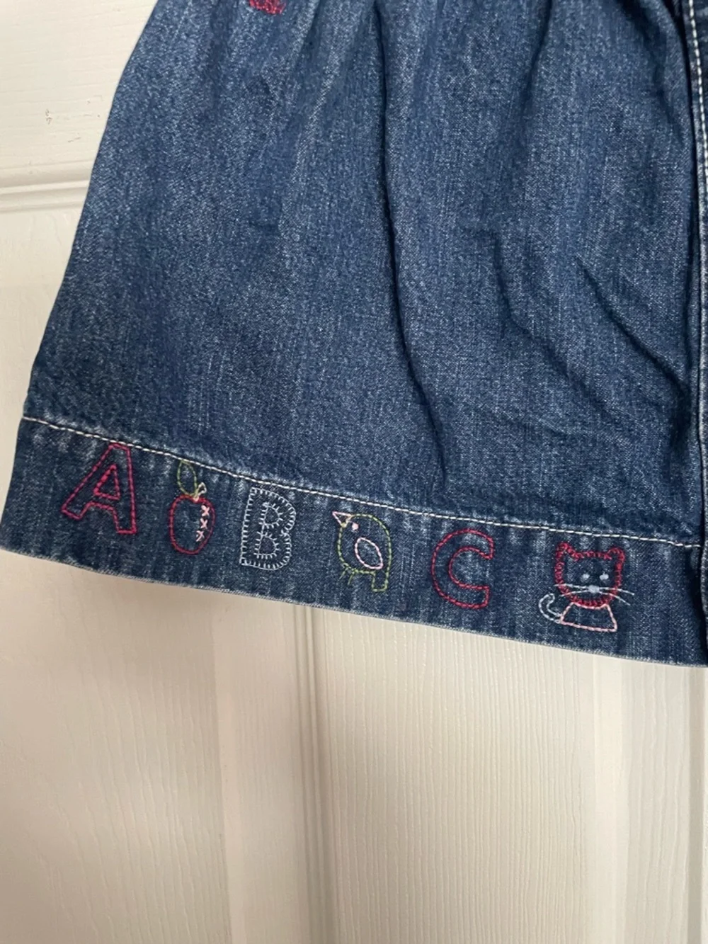 Vintage ABC’s OshKosh B'gosh Girls' 3T Denim Overall Dress with Embroidery